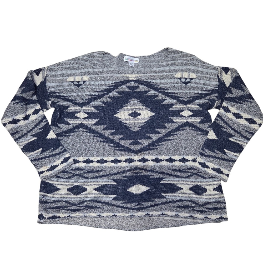 Cotton Country Aztec Southwestern Knit Sweater XL Made in Canada Cozy